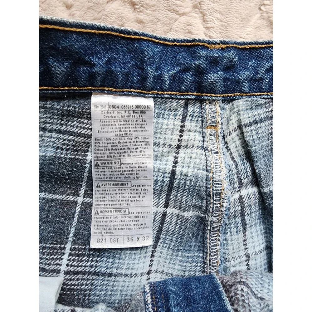 Vintage Carhartt Blanket Lined Denim Jeans Mens 36x32 Blue Straight B21 DST